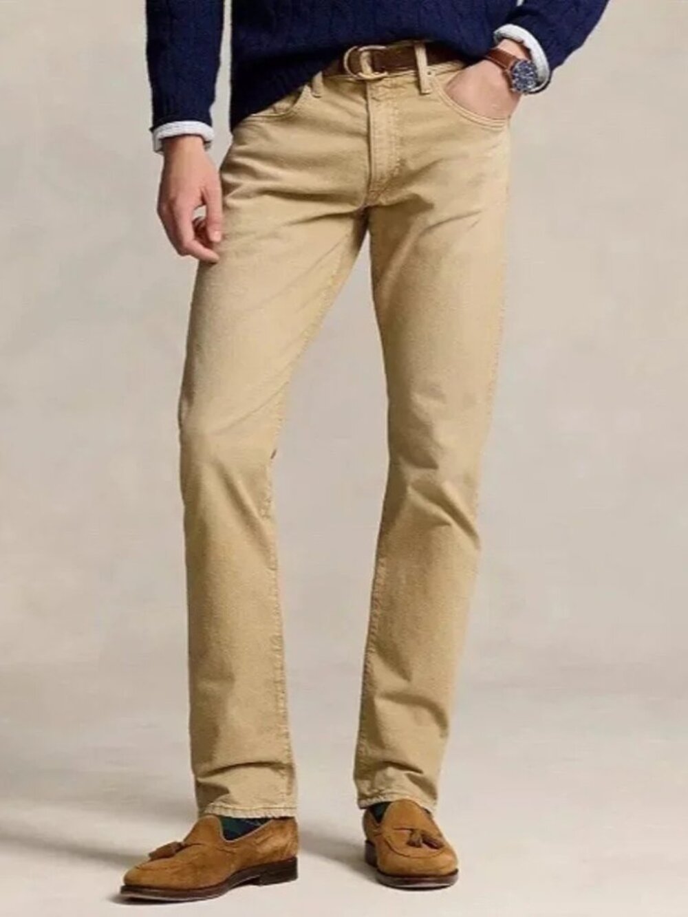 Polo RALPH LAUREN Mens Jeans Khaki Straight Leg 5-Pockets Sz 33x32